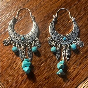 Silver and Turquoise Dangle Earrings